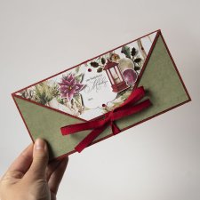 Kartka świąteczna ręcznie robiona folder na pieniądze