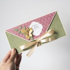 Kartka świąteczna ręcznie robiona folder na pieniądze