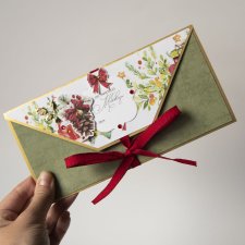 Kartka świąteczna ręcznie robiona folder na pieniądze