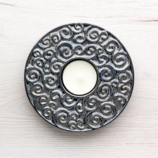 Lampion CON FUOCO srebrno-granatowy, w pudełku
