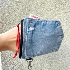 Ekologiczna jeansowa mini portmonetka - brelok