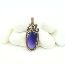Wisiorek z fioletowym agatem wire wrapping