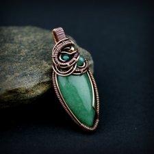 Wisiorek z zielonym agatem wire wrapping