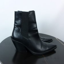 Zara skórzane botki sztyblety skóra naturalna 40 / 26 cm