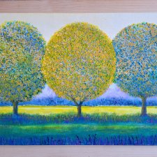 Obraz akrylowy "3 drzewa" na drewnianej płycie 29.5 x 47 cm