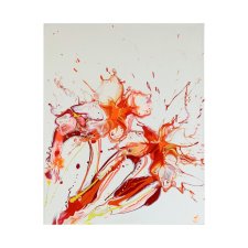 Pomarańczowe Kwiaty II 40x50 ręcznie malowany obraz abstrakcyjny