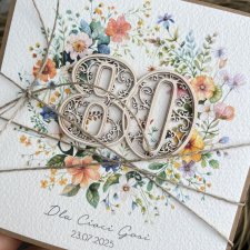 Ręcznie robiona kartka na urodziny na 80 urodziny KU80-755