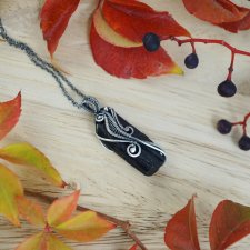 Tourmaline black II - srebrny wisior uniseks z surowym turmalinem
