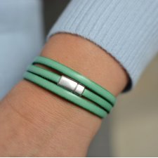 bransoletka skórzana MAGNETOOS TRIPLE pistacjowy