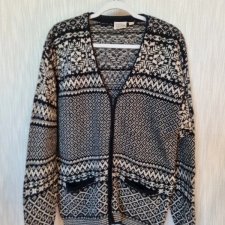 WEŁNA szetlandzka, Kardigan sweter, oversize
