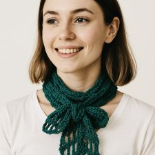 Wąski ażurowy szalik naszyjnik ozdoba na szyję szmaragdowy