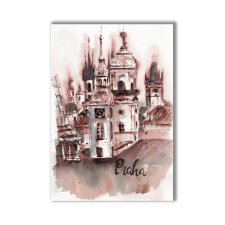 Grafika oryginalna " Praga" ręcznie malowana