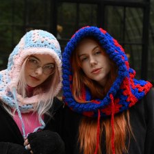 Balaclava ręcznie szydełkowana, kapturek kominiarka handmade