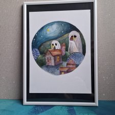 Halloween akwarela grafika z ramką