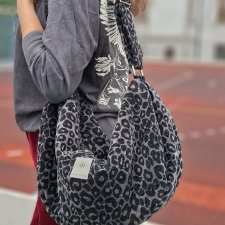 Torba worek z żakardowej tkaniny w panterkę Szara