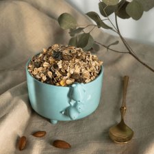 Miętowa miseczka śniadaniowa dwa misie - Polskie rękodzieło ceramiczne na prezent na owoce i drobiazgi - Lamabo Ceramics