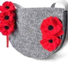 Torebeczka dla dziewczynki, opaska maczki, czerwone maki personalizacja