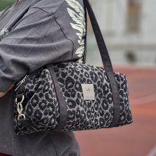 Żakardowa torebka bagietka w panterkę Szara