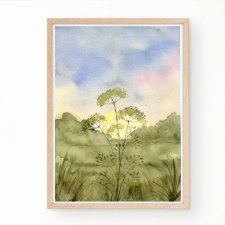 Oryginalna akwarela A4. Łąka