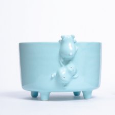 Miętowa miseczka śniadaniowa z misiem - Miseczka ceramiczna na owoce. Polskie rękodzieło na prezent i dla Ciebie - Lamabo Ceramics