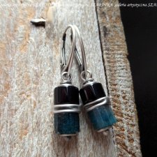 BLUE-BLACK kolczyki z apatytu, onyksu i srebra