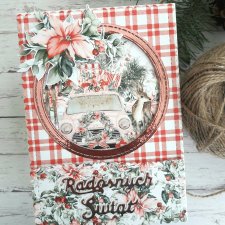 Kartka świąteczna w różu i czerwieni