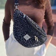 Żakardowa nerka XL w panterkę Szara