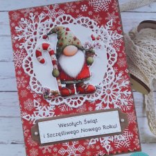 Kartka świąteczna z gnomem