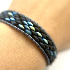 Bransoletka ze skóry i koralików SUPERDUO