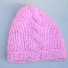 RÓŻOWA WEŁNIANA CZAPKA HANDMADE