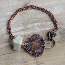 Bransoletka z kutej oksydowanej miedzi i amazonitu /5/