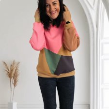 Ciepła pachworkowa bluza z kapturem