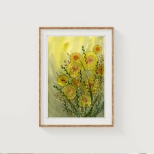 Oryginalna akwarela A4. Łąka