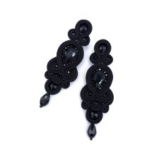 Kolczyki sutasz czarne "Keira" wieczorowe długie eleganckie z kryształkami