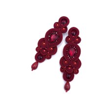 Kolczyki sutasz bordowe "Keira" wieczorowe eleganckie z kryształkami