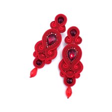 Kolczyki sutasz czerwone "Keira" wieczorowe eleganckie z kryształkami