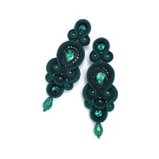 Kolczyki sutasz zielone "Keira" wieczorowe długie eleganckie z kryształkami