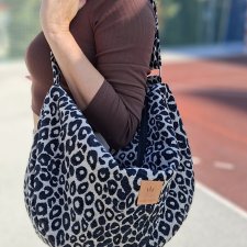 Torba worek z żakardowej tkaniny w panterkę Beżowa