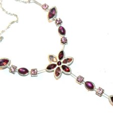 Wieczorowy naszyjnik kolia lawendowe szkiełka