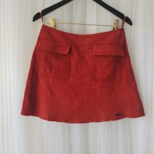 Superdry zamszowa spódniczka mini ceglasta kieszenie styl retro M 38