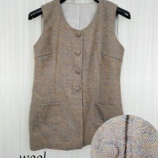 Vintage kamizelka jodełka kolorowa pastelowe M 38 piękna unikat