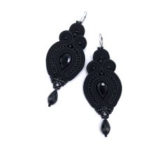 Kolczyki sutasz czarne "Verra" eleganckie wieczorowe z kryształkami