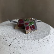 Kolczyki Little Flowers - Antique Bordo & Dark Green