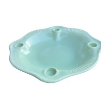 Talerz adwentowy / świecznik ceramiczny, Jasba, Niemcy lata 60. | miętowo-zielony