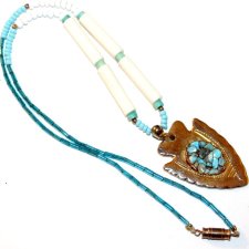 TURKUSOWY  piękny Naszyjnik  rybka