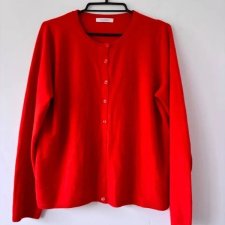 Czerwony kardigan damski elegancki basic , miękki sweter na guziki