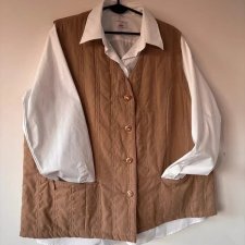 Beżowa pikowana kamizelka vintage w stylu beigevintagevest