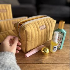 Lniana kosmetyczka box - musztarda