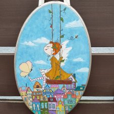 Obraz wróżka nad miastem