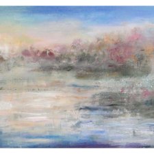 Jezioro VI (Lake VI - 50x70) - obraz ręcznie malowany na płótnie, do salonu, do sypialni